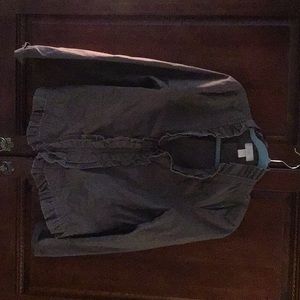 Never worn 100% Cotten lightweight jacket with raw cut ruffles. Size M